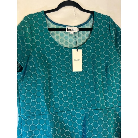 Leota Textured Circle Print Stretchy Midi Dress Teal Green Size XXL - Picture 2 of 8